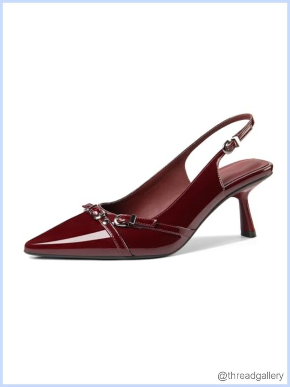 Kitten Heels Closed Pointed Toe Patent Leather Slingback Low Heel Dress Pumps